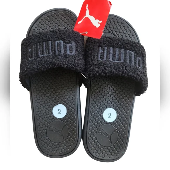 Puma Shoes New Women Puma Cool Cat Sherpa Slides Puma Black